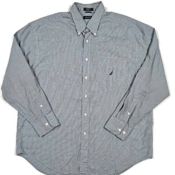 Nautica Men’s XL Micro-Check Button Down Shirt 100% Cotton (Hong Kong) - Picture 1 of 7